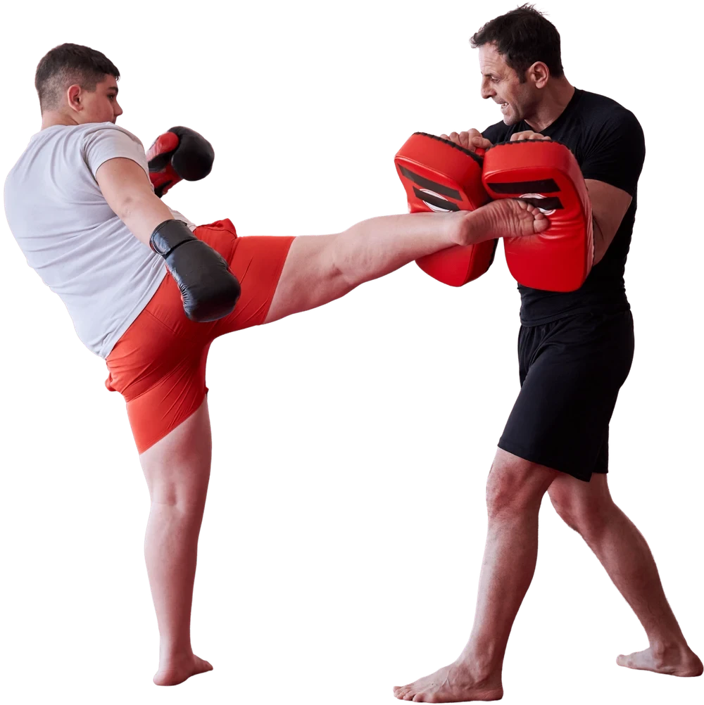 Adult kickboxing student training at True North Jiu-Jitsu in Coquitlam